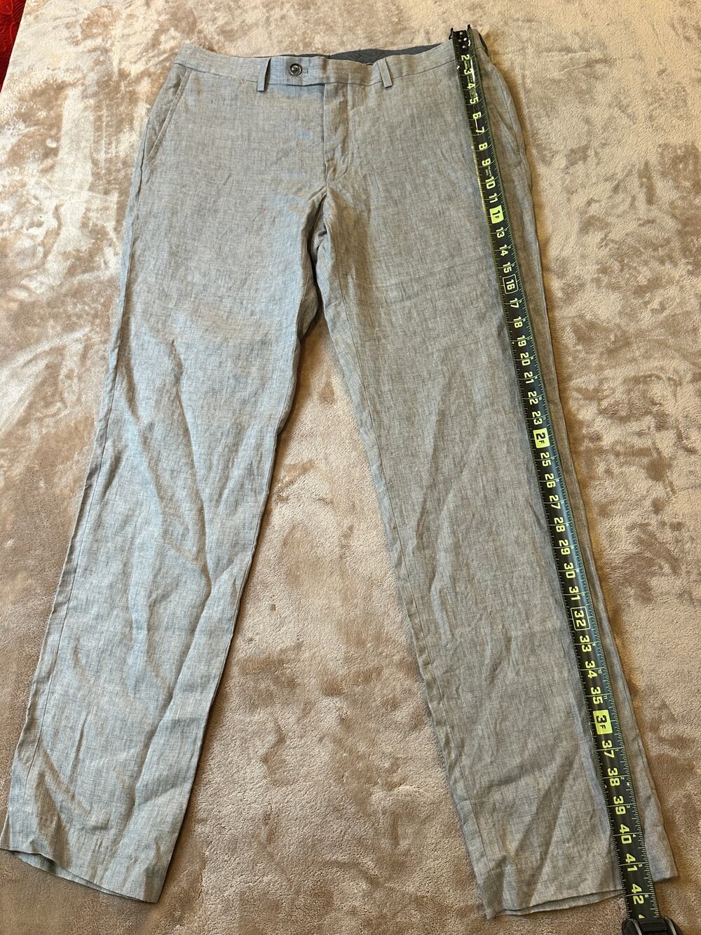 Robert Graham EST 01 100% Linen Gray Dress Pants Men's 34R